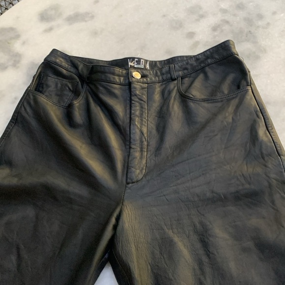 VEDA Pants Black Real Leather High Waisted US 10- 12 - Picture 2 of 10